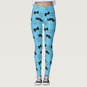 Legging Arco e bigode, pernas azuis e brancas