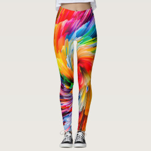 Legging Arco-íris Abstrato Vibrante Redemoinho Moderno