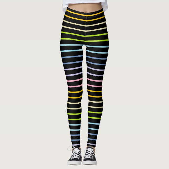 Legging Arco-Íris de Pastel Destrolado Preto (Frente)