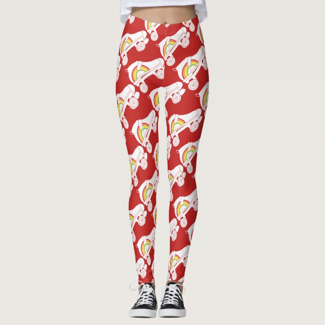 Legging arco íris do skate quádruplo (Frente)