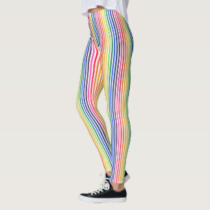 Legging Arco-íris e listras brancas