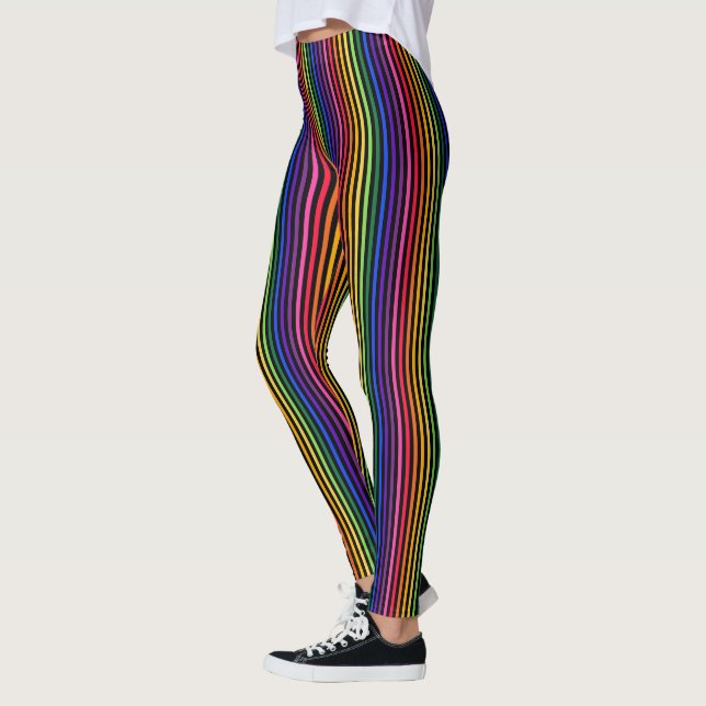 Legging Arco-íris e listras pretas (Esquerda)