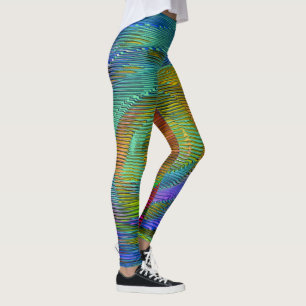 Legging Arco-íris espiral embutido e listras confusas