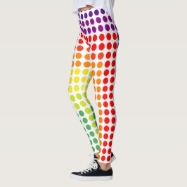 Legging Arco-Íris Festivo de Grandes Bolinhas em BRANCO
