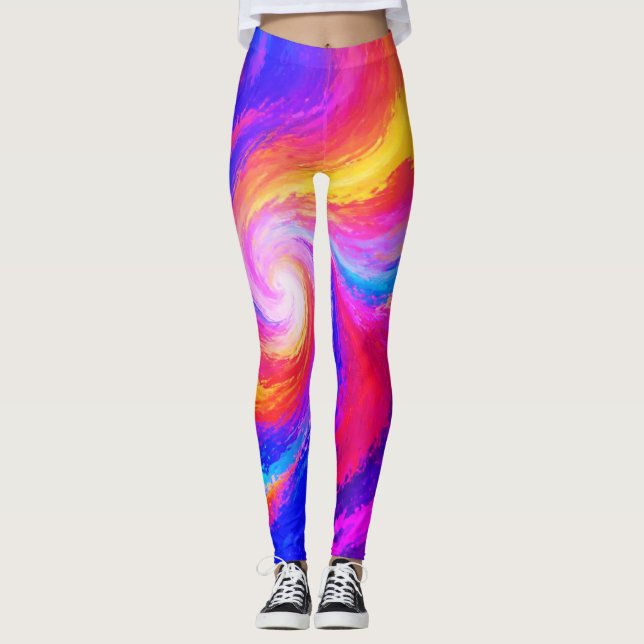 Legging Arco-íris Giratório de Cores em Ajuste Personaliza (Frente)