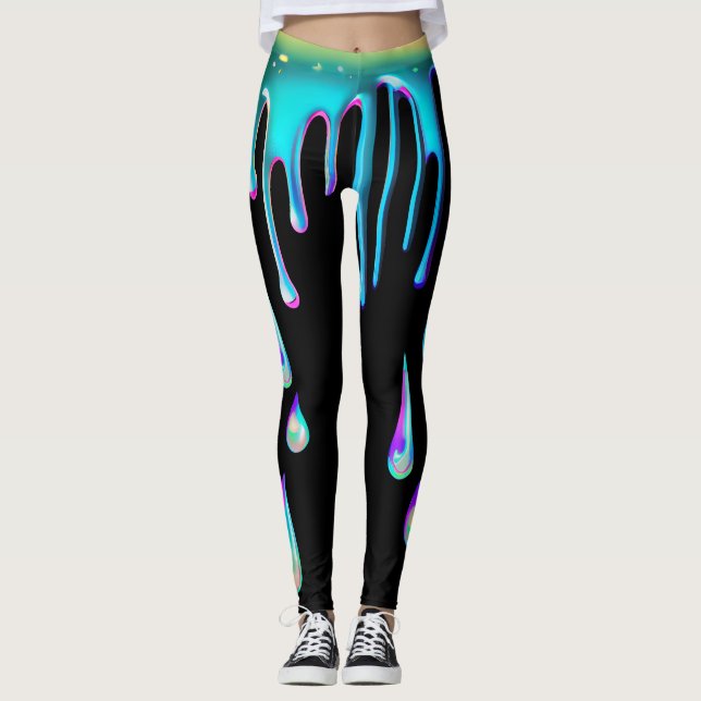 Legging Arco-íris holográfico, gotejamento metálico (Frente)