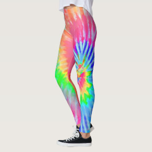 Legging Arco-Íris Leve Brilhante Psicodélico Tie Dye