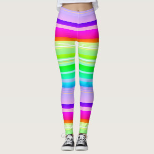 Legging Arco-íris multicolorido vibrante brilhante listrad