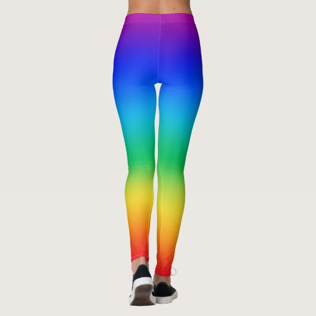 Legging Arco-íris púrpura superior, fundo vermelho (Verso)