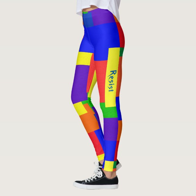 Legging Arco-Íris Resistir a Patchwork Texturizado com o v (Esquerda)