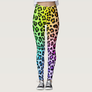 Legging Arco-Íris Suave e Belo Animal Leopardo
