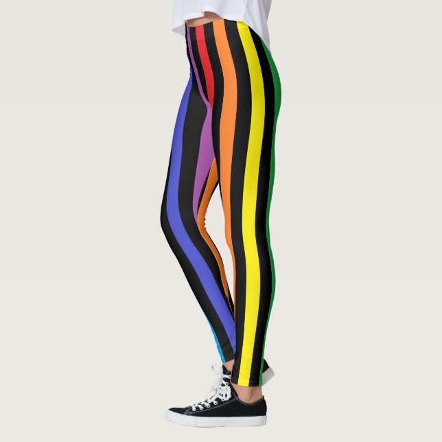 Legging Arco-íris vertical e listras pretas (Esquerda)