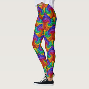 Legging Arco-Íris Vintage Fractal, Psicodélico