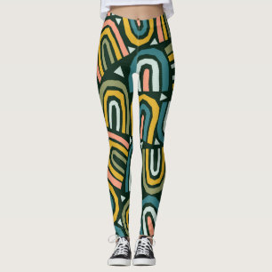 Legging Arcos-chuva em estilo geométrico, padrão de safra.