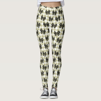 Legging Arcos pretas elegantes na xadrez verde
