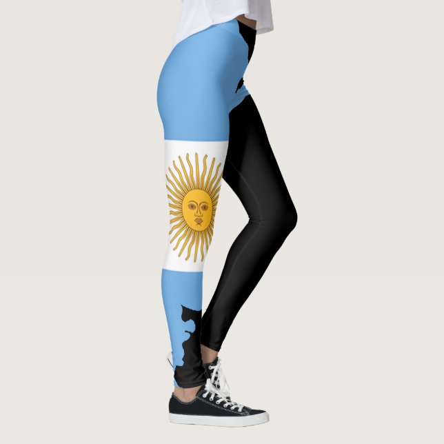Legging Argentina: Letras Brancas de Bandeira Argentina em (Direita)