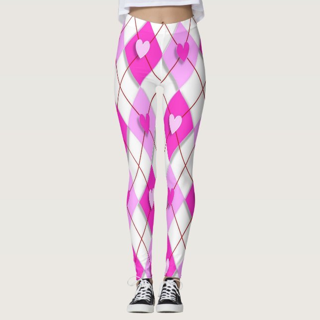 Legging Argyle 3d Hearts (Frente)