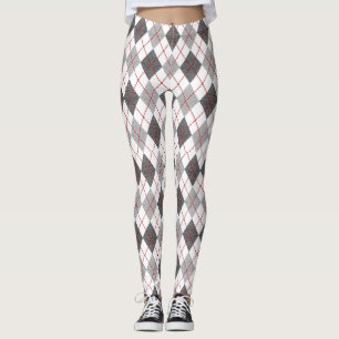 Legging Argyle Xadrez Red Cinza Silver