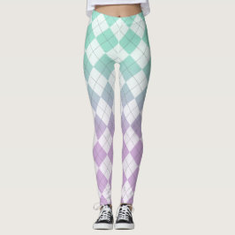Legging Argyles de gradiente - Púrpura clara e verde