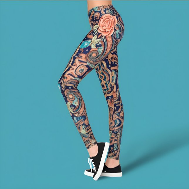 Legging Aria Grace Elegant Cobalt Rosewood Boho (Criador carregado)