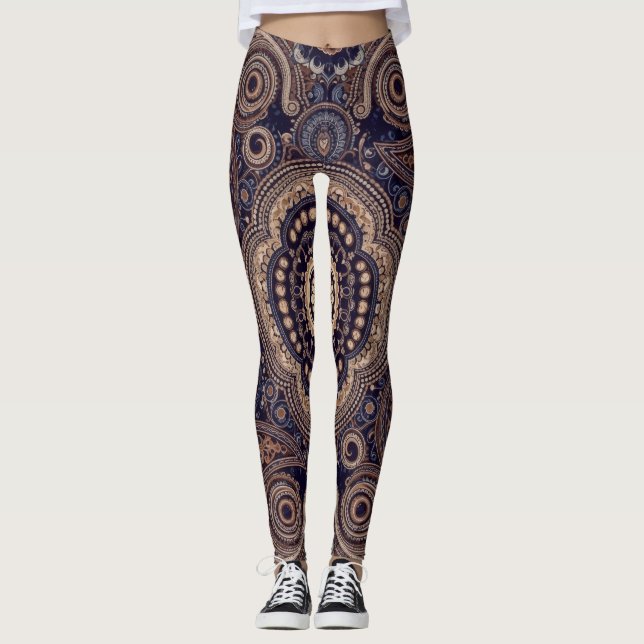 Legging Aria Grace Indigo Marigold Paisley Tapestry (Frente)
