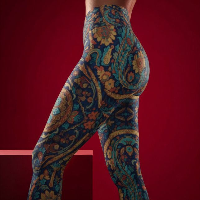 Legging Aria Grace Majestic Indigo Paisley Boho (Pose 10 – Crossed Leg )