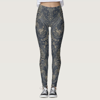 Legging Aria Grace Navy Peony Paisley Heritage Tapestry
