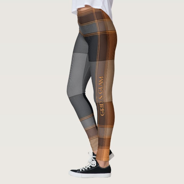 Legging Aria Grace Urban Copper Grid Plaid Pattern Vol 29 (Esquerda)