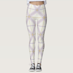 Legging AriaGr Marfim e Lavanda Luxo Xadrez Vol 69