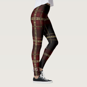 Legging AriaGrace Burgundy Real Plaid Padrão Vol 23