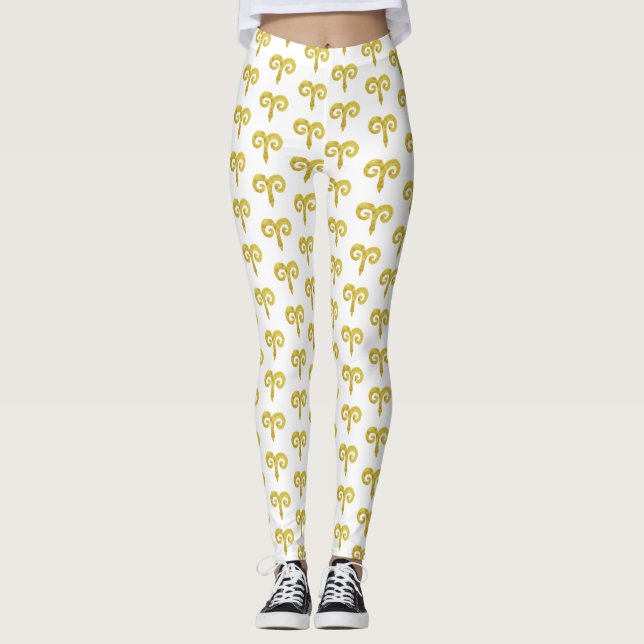 Legging Aries Ouro Astrologia Personalizada (Frente)