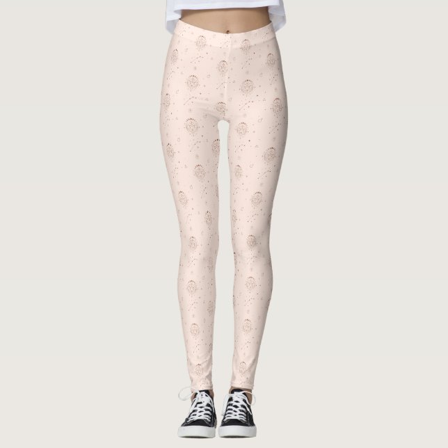 Legging Aries Zodiac Pattern in Brown and Burgundy (Frente)
