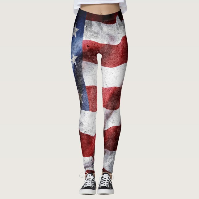 Legging Armadilha de bandeira americana. (Frente)