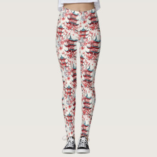 Legging Arquitetura Tradicional Asiática com Botânicos
