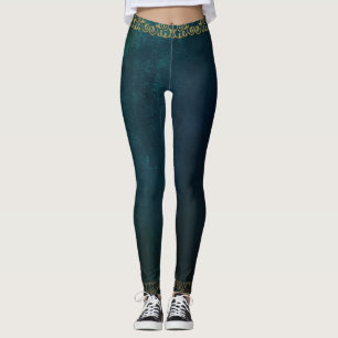 Legging Arquivo de ornamentado em Azul Personalizado
