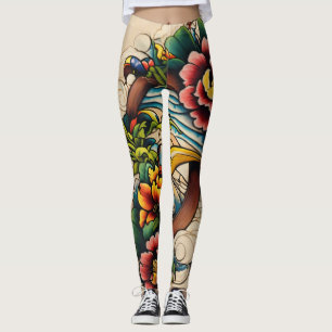 Legging Arranjando um design de tatuagem cativante