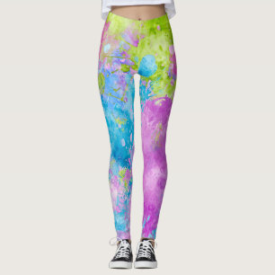 Legging Arranque Artístico: Pernas De Corte De Aquarela