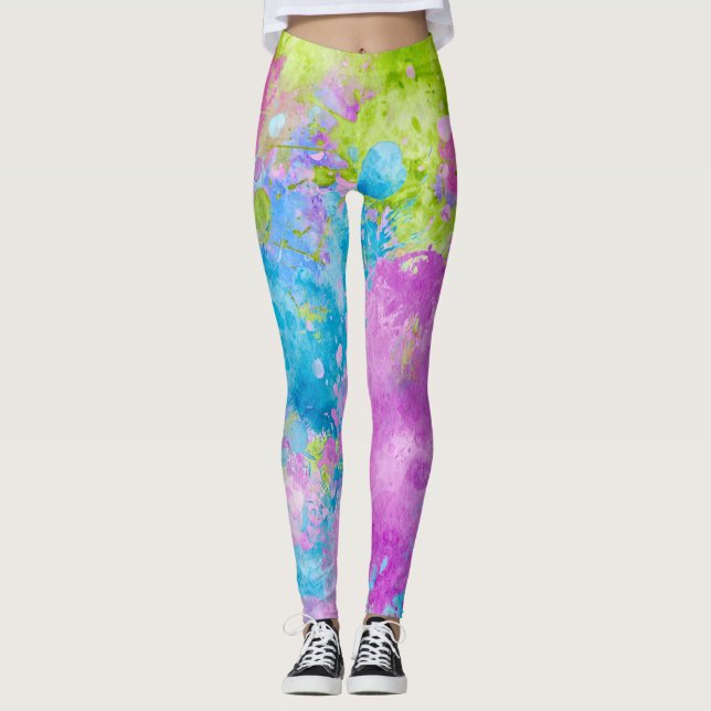 Legging Arranque Artístico: Pernas De Corte De Aquarela (Frente)