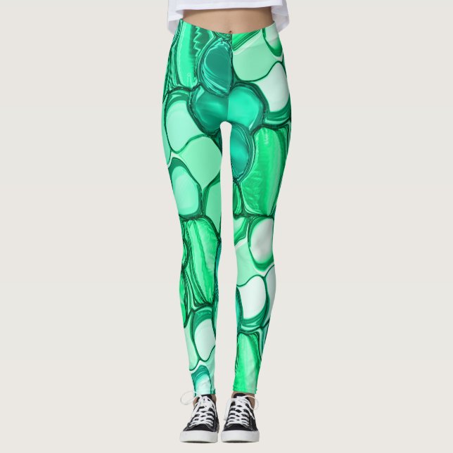 Legging Arredondar como pedras em tons de verde claro para (Frente)