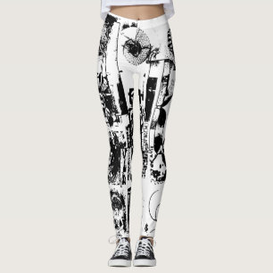 Legging ART COLLAGE preto & branco + suas ideias