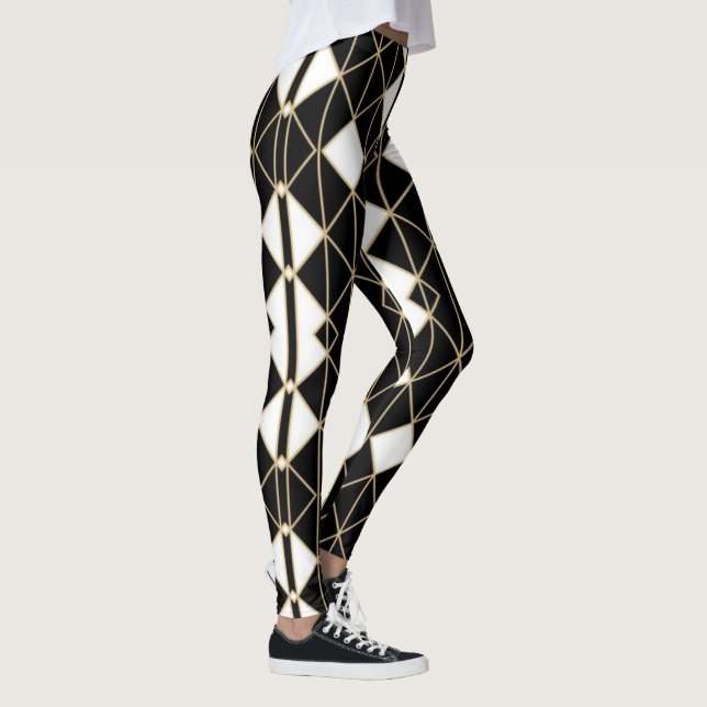 Legging Art Deco Black and Gold Geometric luxury (Direita)