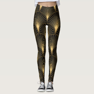 Legging Art Deco Black Dourado: Luxo sem costura