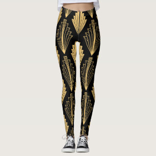 Legging Art Deco Black Dourado: Sem costura