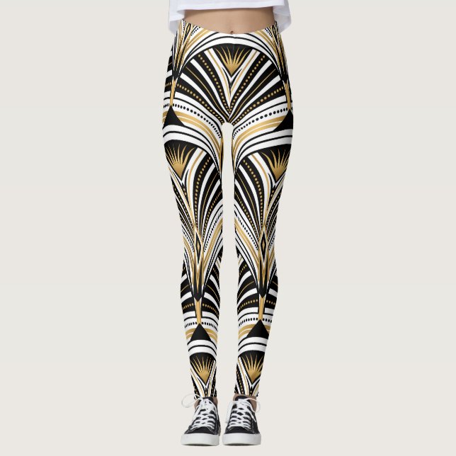 Legging Art Deco Dourada Elegância Negra: Vinte e Vinte Es (Frente)