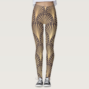 Legging Art Deco Dourado: Luxo Geométrico Minimalista