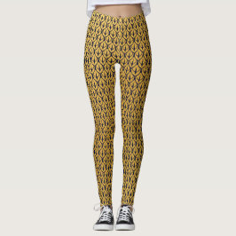Legging Art Deco Dragon Scales - Blue and Gold Scales