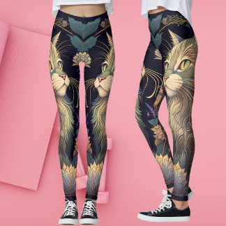 Legging Art Deco Dusty Rosa Cat Lover Yoga