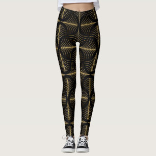 Legging Art Deco Glamor: Motifs Ouros