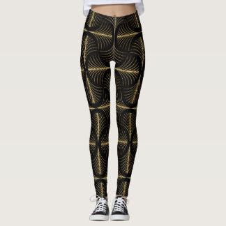 Legging Art Deco Glamor: Motifs Ouros