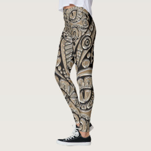 Legging Art deco gold e black Egypt style cat